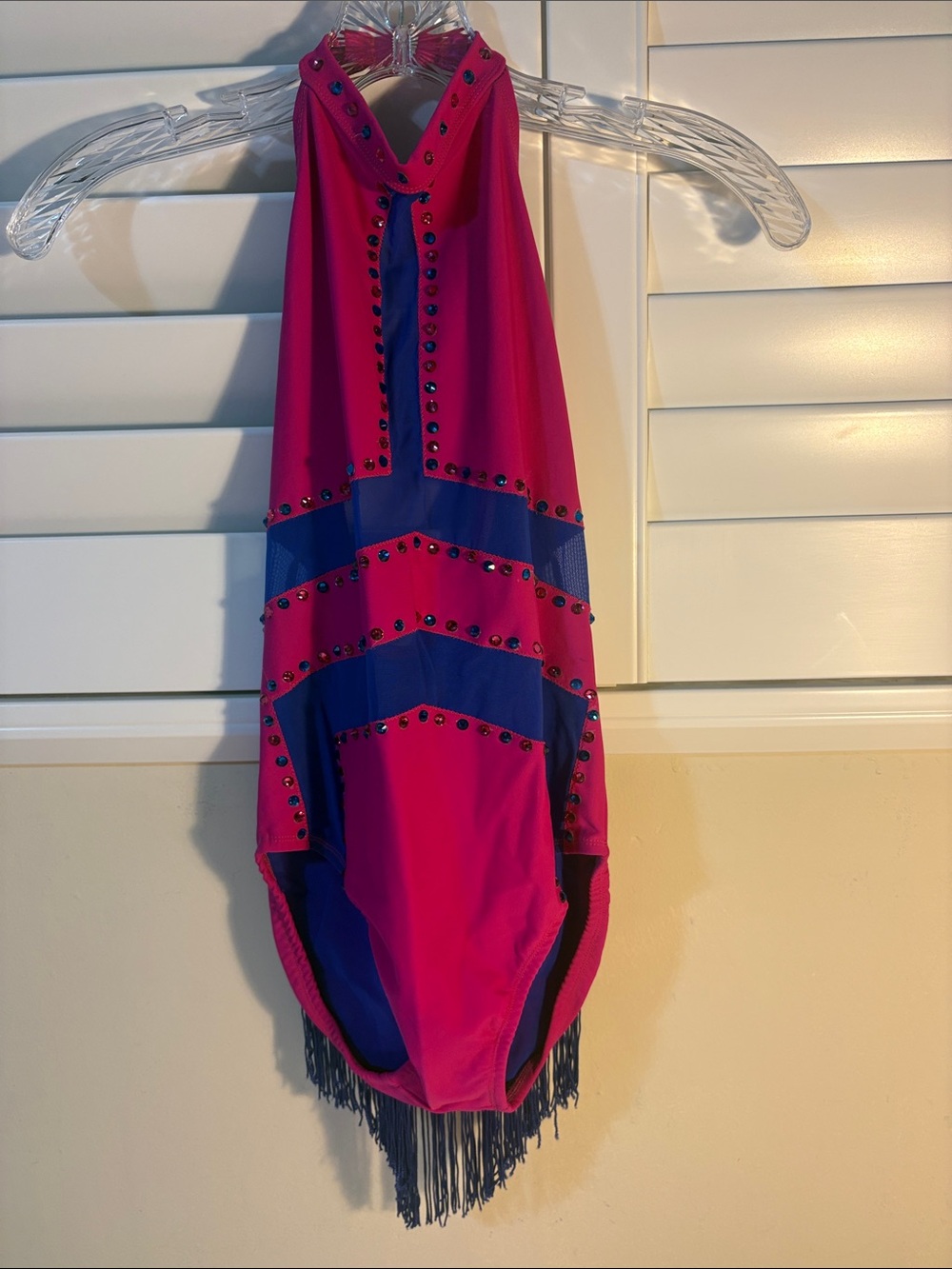 Girls Pink and Blue Fringe One-Piece Costume